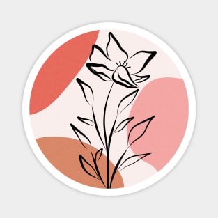 Abstract Botanical Dainty Line Flower Magnet